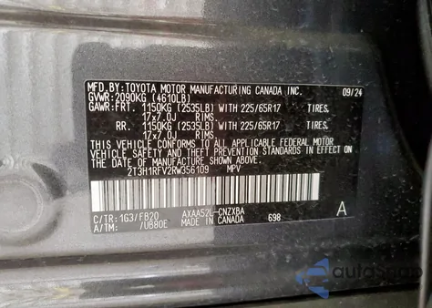 2024 Toyota Rav4 Le z USA, uszkodzony, nr VIN 2T3H1RFV2RW356109